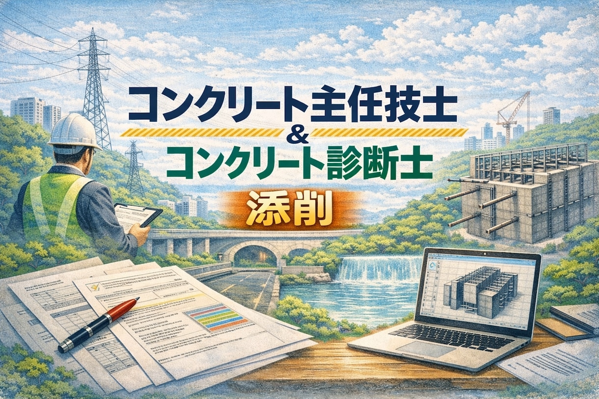 コンクリート主任技士・診断士【添削】合格へ導きます 3年連続一発合格者が採点者に響く「減点されない構成」とを伝授 イメージ1