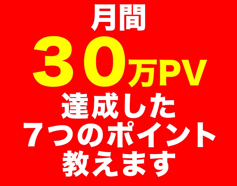月間30万PV達成する７つのポイント教えます ブログ・サイトのアクセス数を増やしたい方にオススメ イメージ1