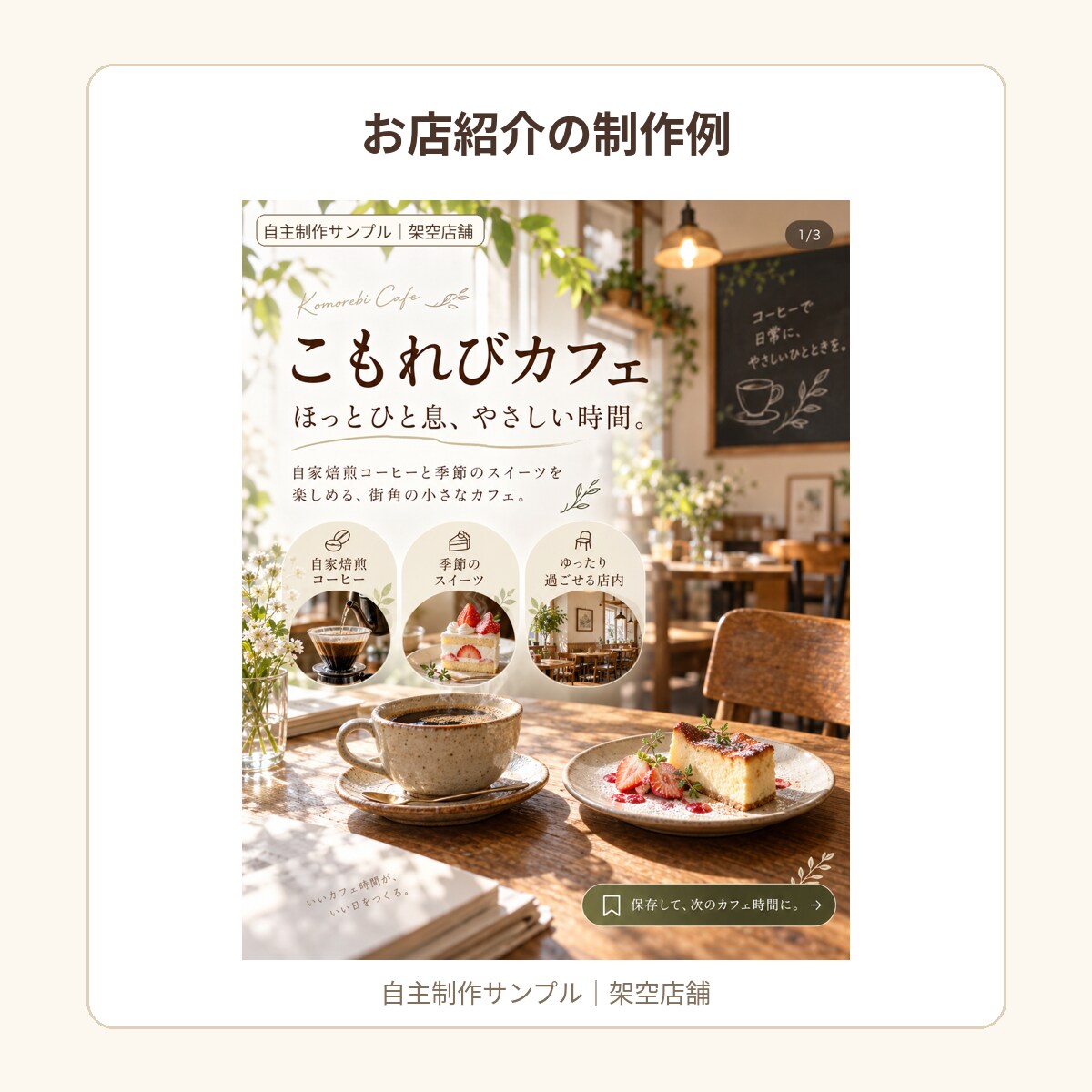 お店のInstagram投稿画像を制作します カフェ・個人店向け！文章・構成から丁寧に対応 イメージ3