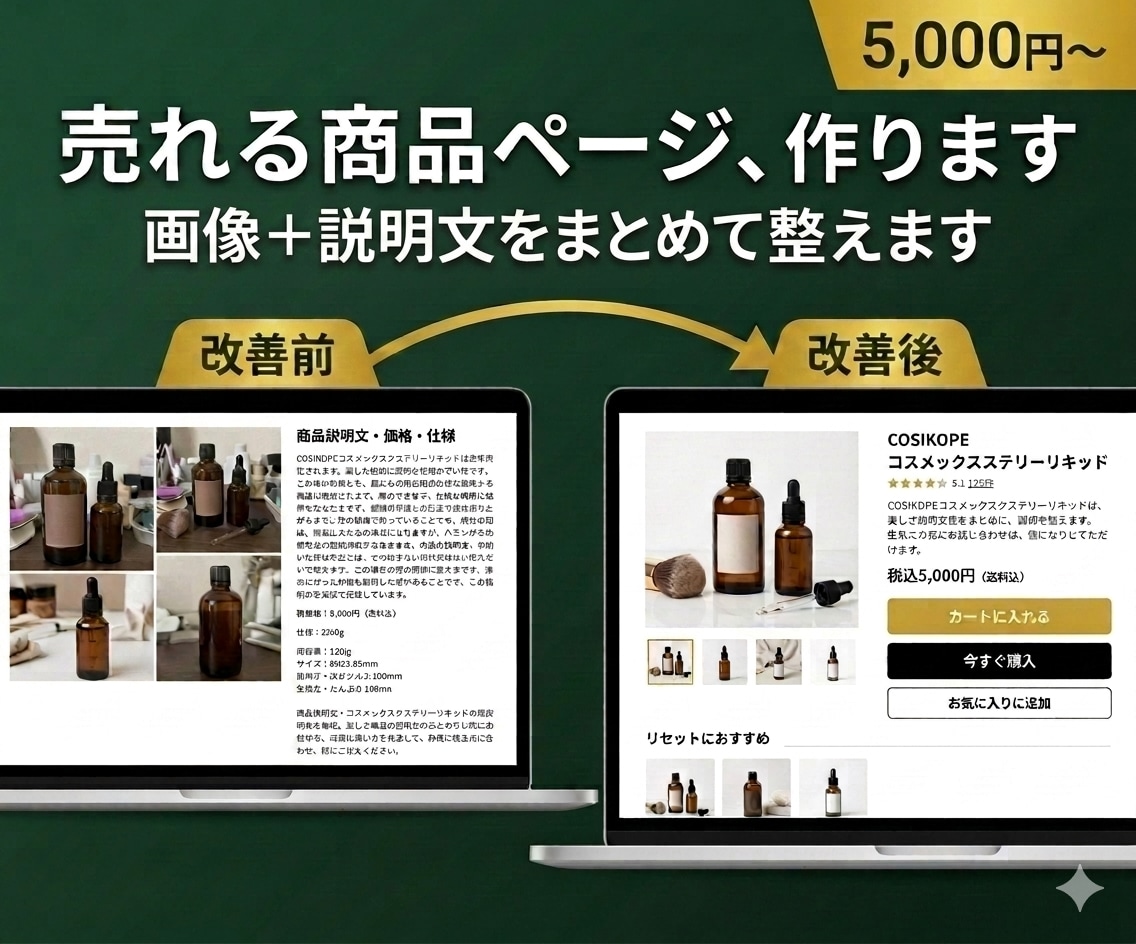 売れる商品画像と商品説明を作成します 見た瞬間に買いたくなる商品ページをつくります イメージ1