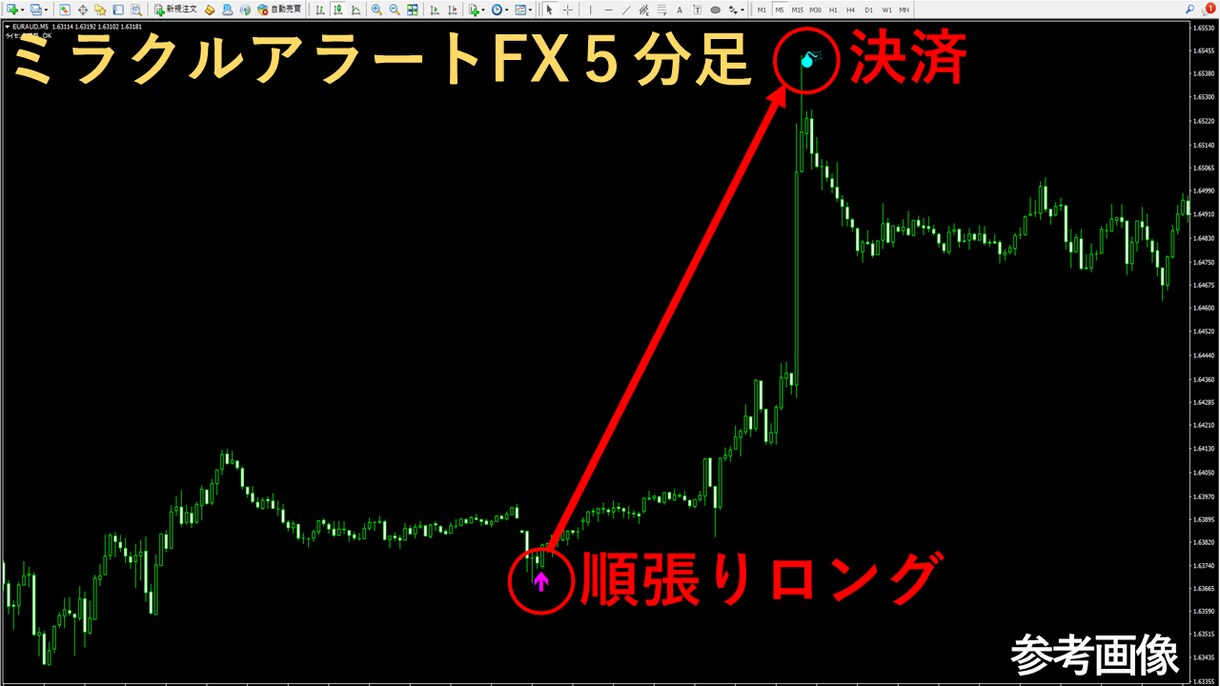専業がガッツリ狙う無裁量プロ専用ツール提供します ５分足スイング手法とデイトレードの鉄板スキル相場観を習得へ イメージ5