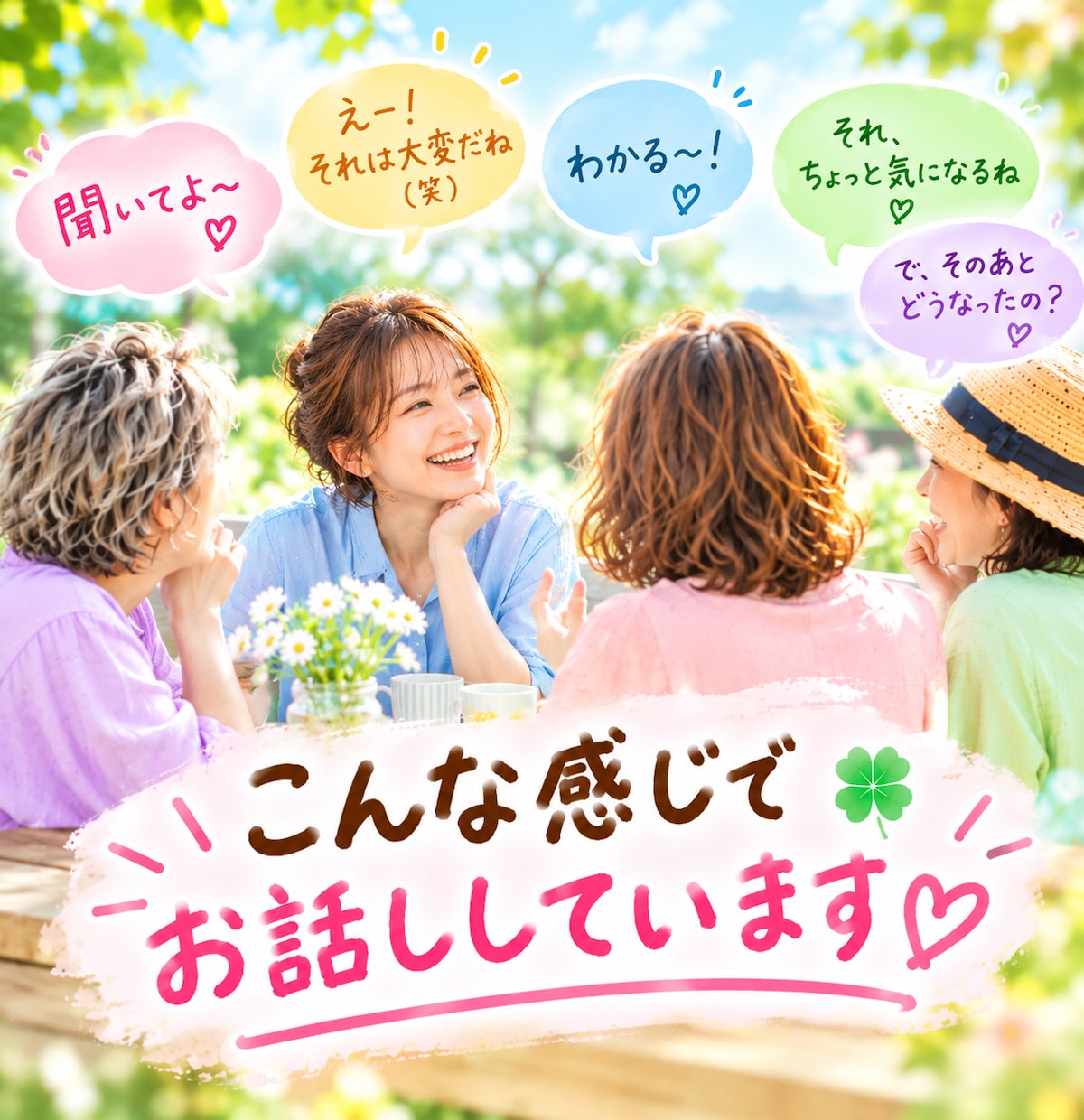 ４０代♡５０代の方とお友達みたいに雑談します たいしたことじゃないけど・・そんな話をしにおいで♡ イメージ2
