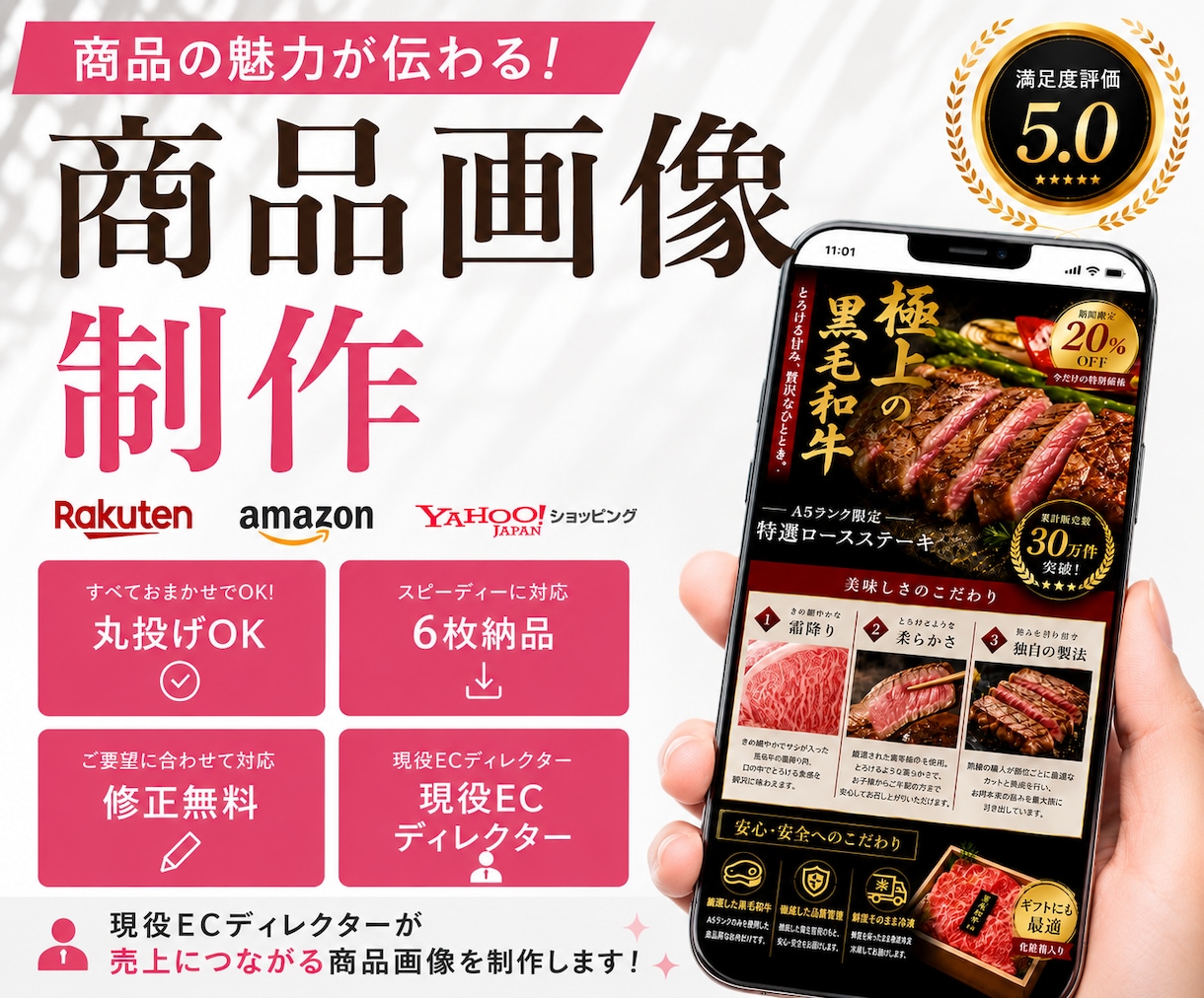 売れるEC商品画像【6枚セット】制作します 現役ECディレクターが、商品の魅力が伝わる画像をで制作します イメージ1