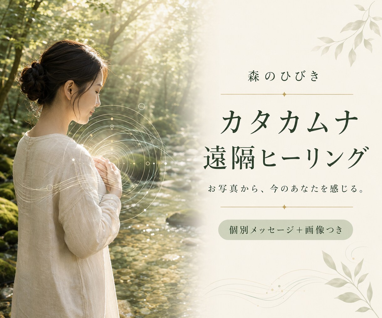 カタカムナの響きで心を整える時間を届けます お写真から今のテーマを読み解き、個別メッセージと画像をお届け イメージ1
