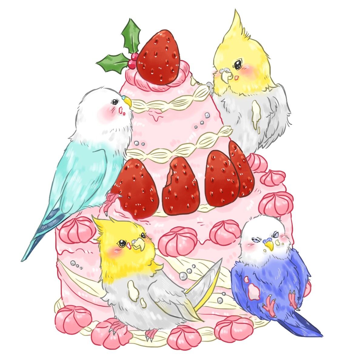 鳥ちゃん限定！お菓子の中でまったり…ペット描きます 鳥の巣に見立てたお菓子に愛鳥たちを乗せませんか？ イメージ3