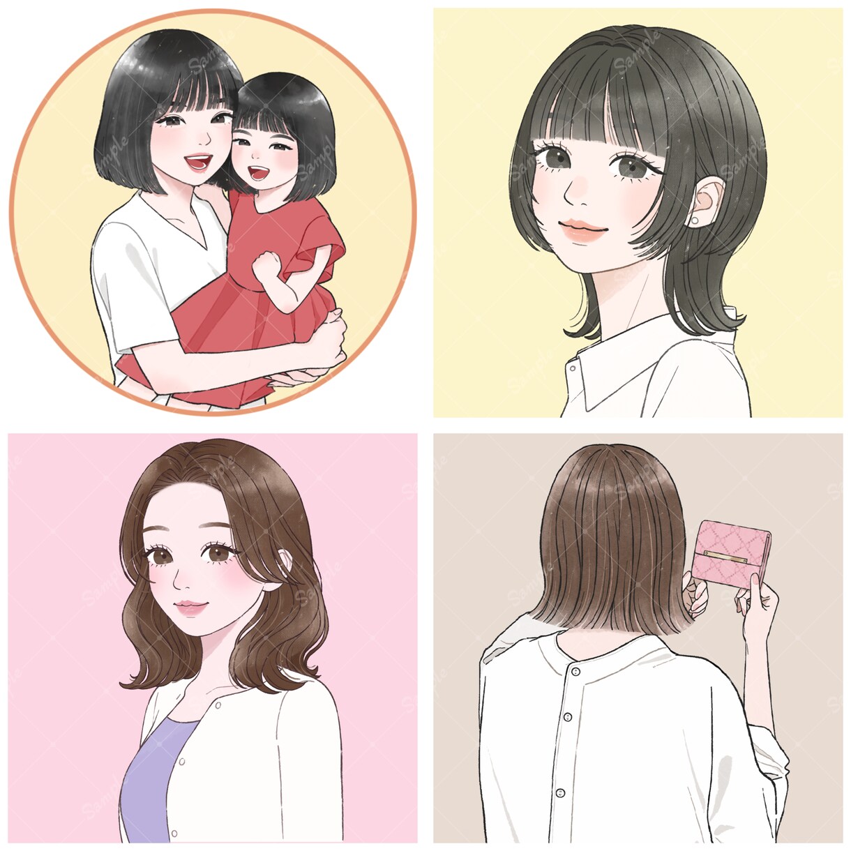 大人女性向け可愛い水彩風アイコンお安く作成します 商用無料！ビジネス／副業／アイコン／挿絵／名刺／プレゼント イメージ6