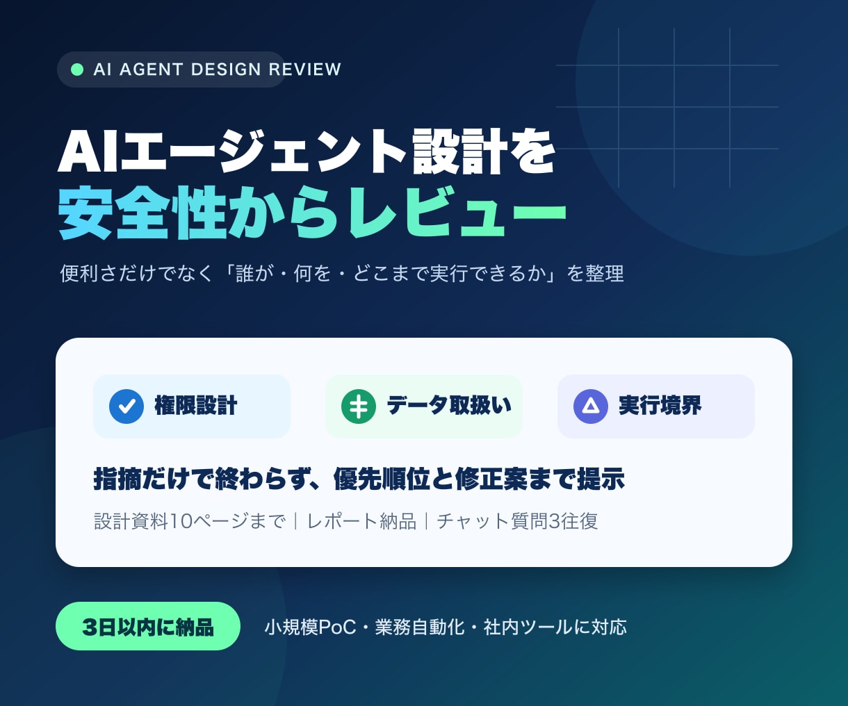 AIエージェント設計を安全性からレビューします 権限・データ・実行境界の抜け漏れを整理 イメージ1