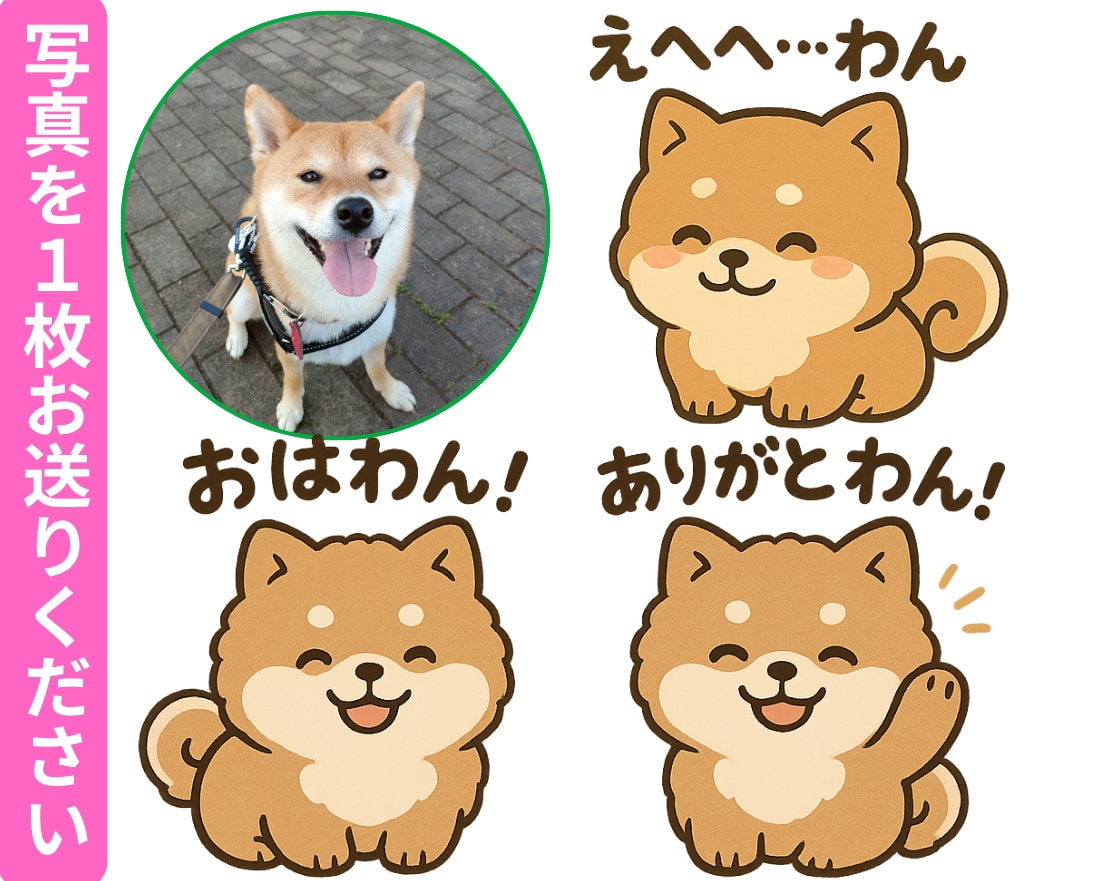 猫ちゃん、わんちゃんのLINEスタンプ作成します 写真を1枚送るだけ。ペットの似顔絵スタンプ8個♡商標利用可 イメージ6