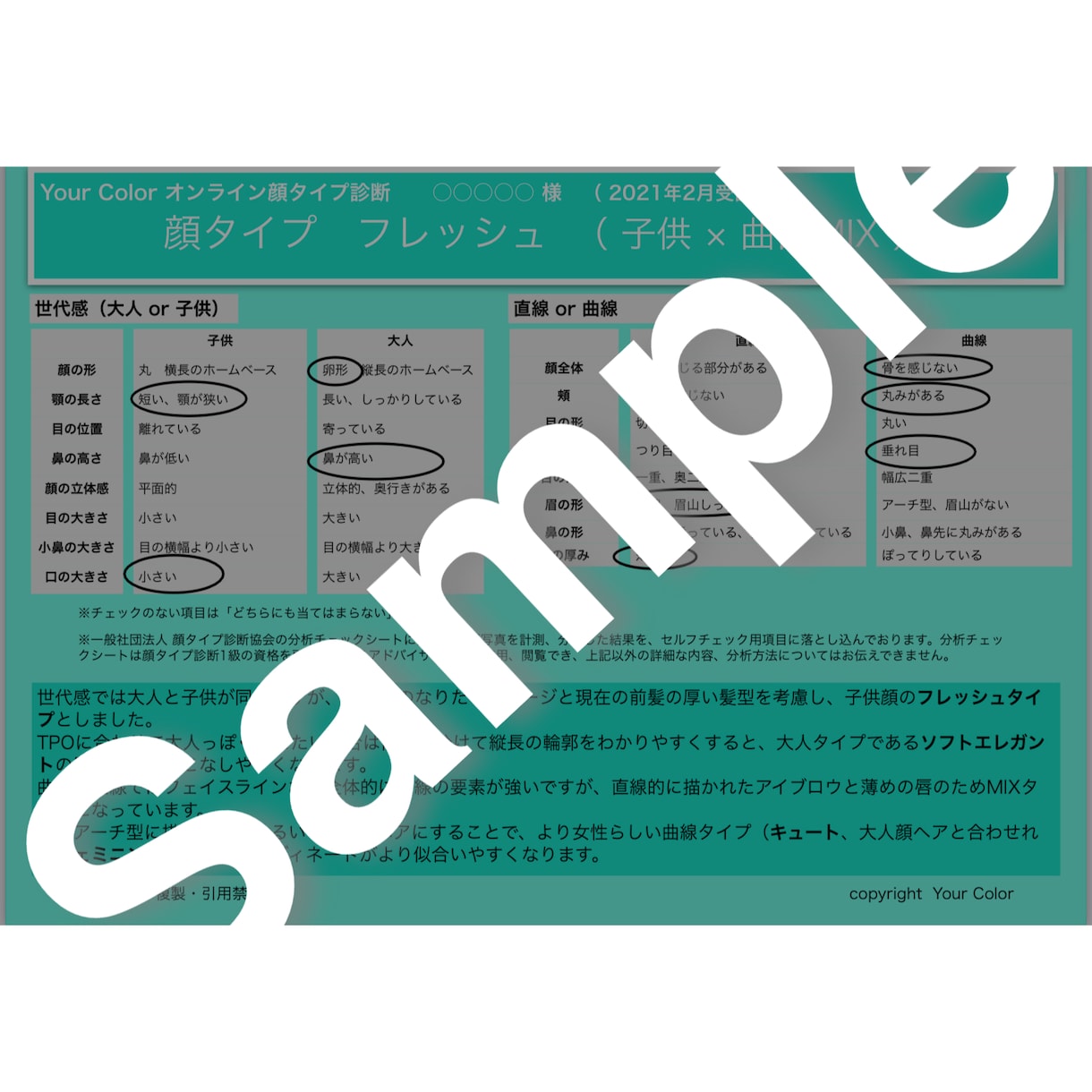 誤診なし★顔タイプ診断/診断根拠も教えます まず自分が何タイプかを知りたい方へ！写真資料&個別分析結果 イメージ3