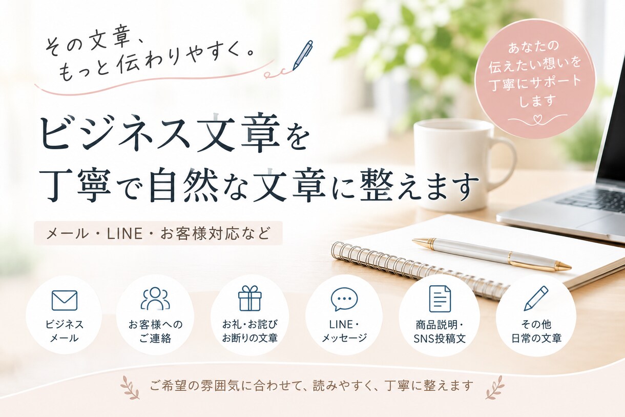 ビジネス文章を丁寧で自然な文章に整えます メール・LINE・お客様対応など イメージ1