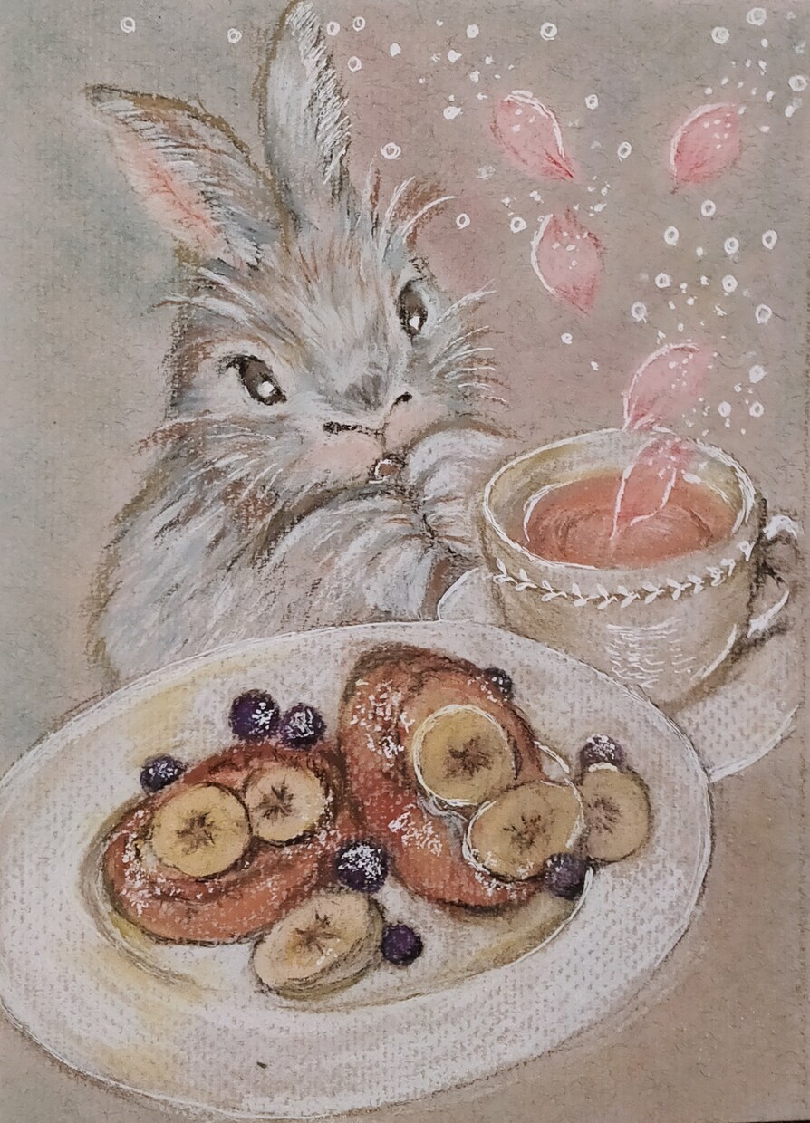 商用利用可うさぎの似顔絵イラストをお描きします 癒されパステル画を作成！複数のお写真から創造してお描きします イメージ6