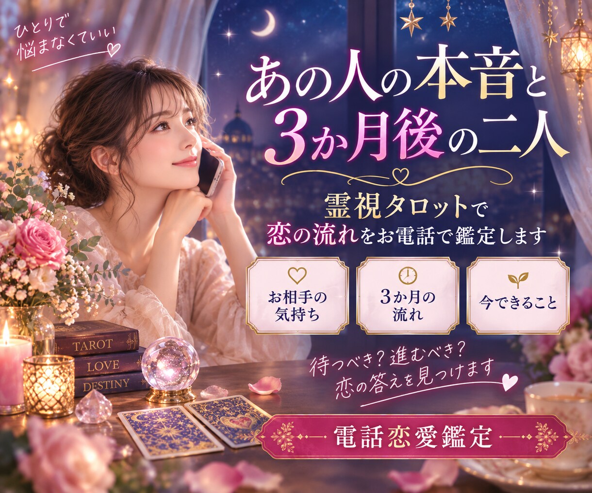 あの人の本音と二人の3か月後を電話で霊視します 気持ちの変化・連絡・進展が動く時期まで声でお伝えします イメージ2