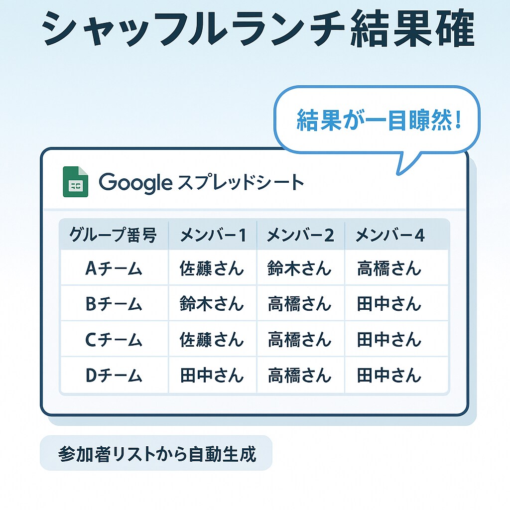 面倒なランチグループ自動化！苦手な人も考慮します シャッフルランチ自動化！苦手配慮＆Excel不要 イメージ2