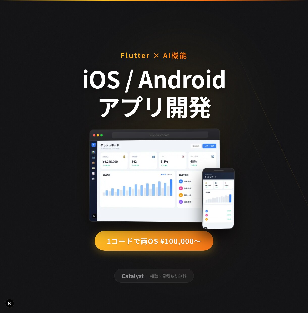 Flutter×AIでモバイルアプリを開発します iOS/Android同時開発で高品質アプリ イメージ1