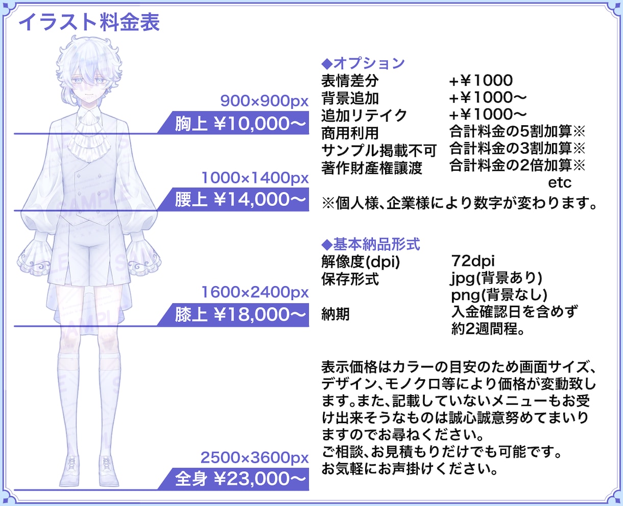 イラスト(等身)を描きます 個人的観賞用から活動、ビジネス用まで幅広く対応。 イメージ2