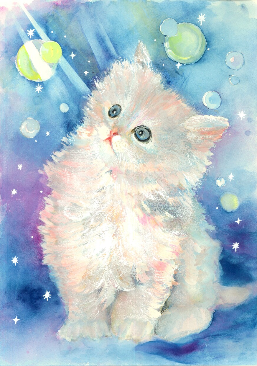 可愛いうちの子猫の絵を透明水彩画で描きます ペットの似顔絵・肖像画オーダー『まなペットアート』横浜・東京 イメージ9