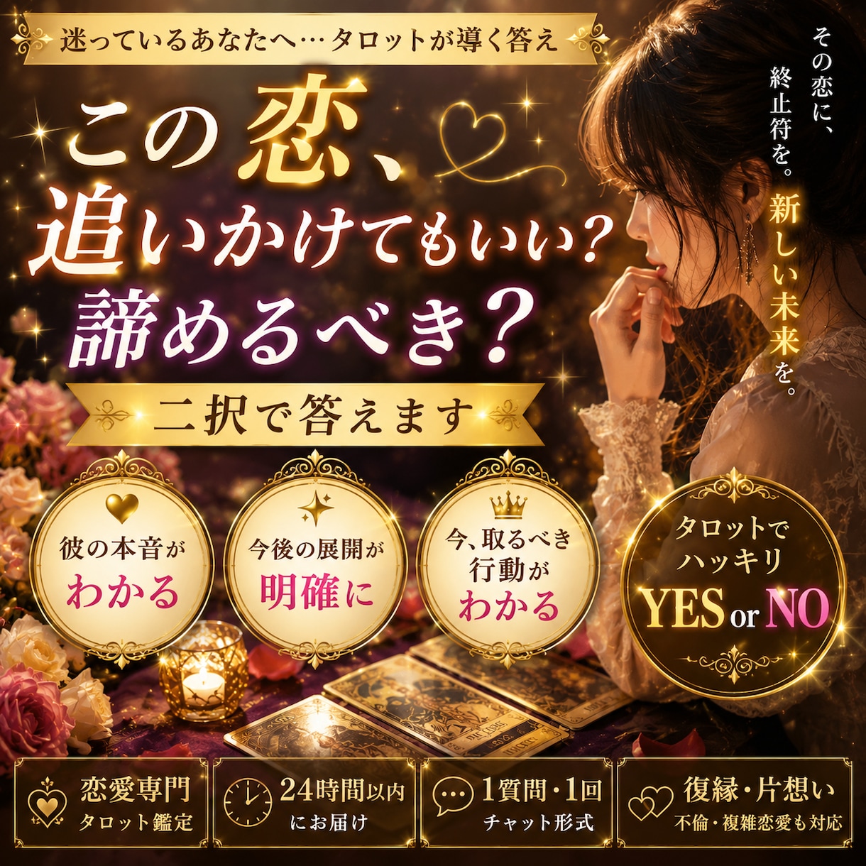 この恋追いかけてもいい？諦めるべき？二択で答えます 彼の本音もあなたが選ぶべき未来もタロットがはっきり示します。 イメージ1