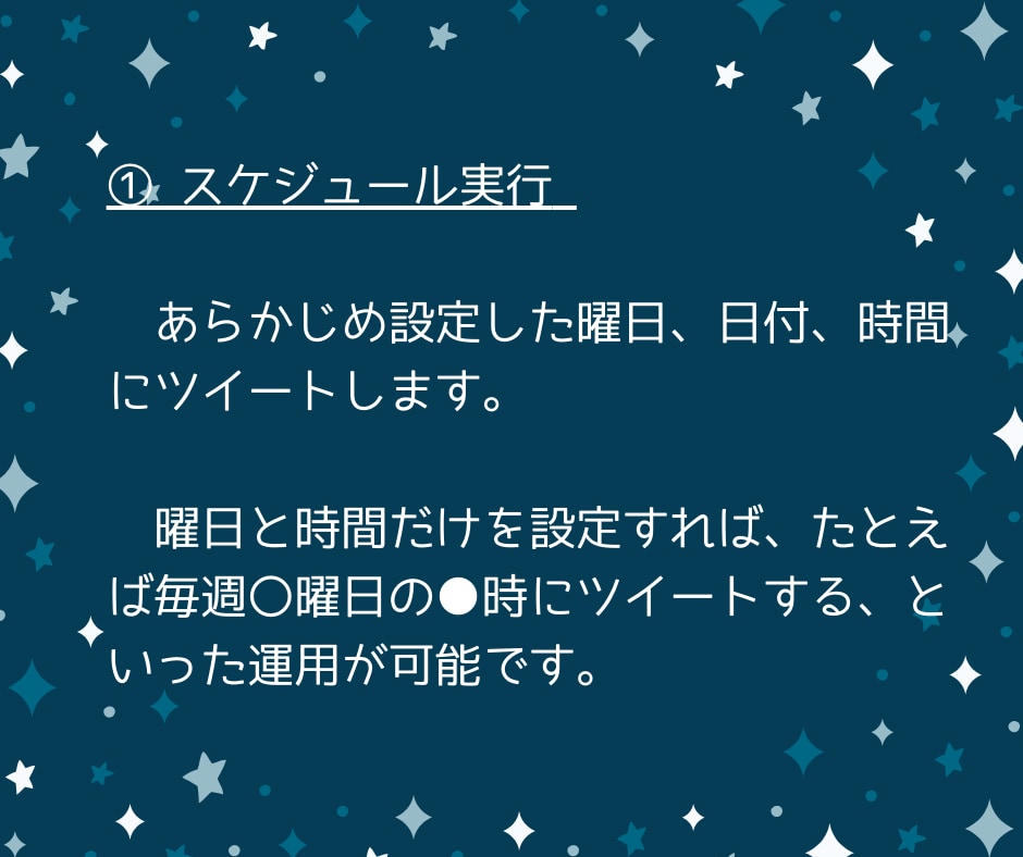 Twitterの自動運用をお助けします 自動投稿bot！1アカ分の料金で、複数アカにも対応！！ イメージ4