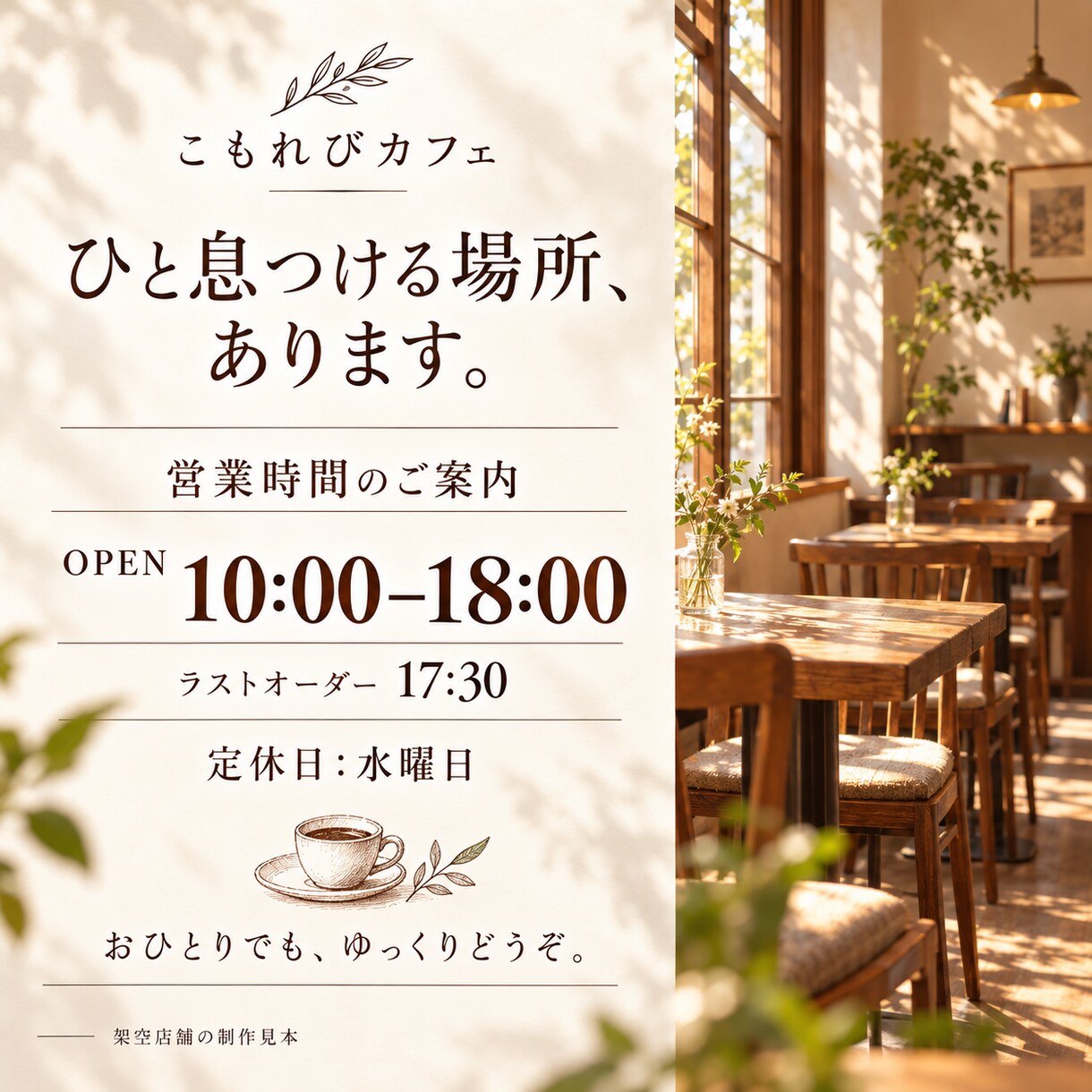 カフェのSNS画像と投稿文をまとめて作ります 商品紹介・季節メニュー・お知らせを、お店らしい雰囲気に イメージ3