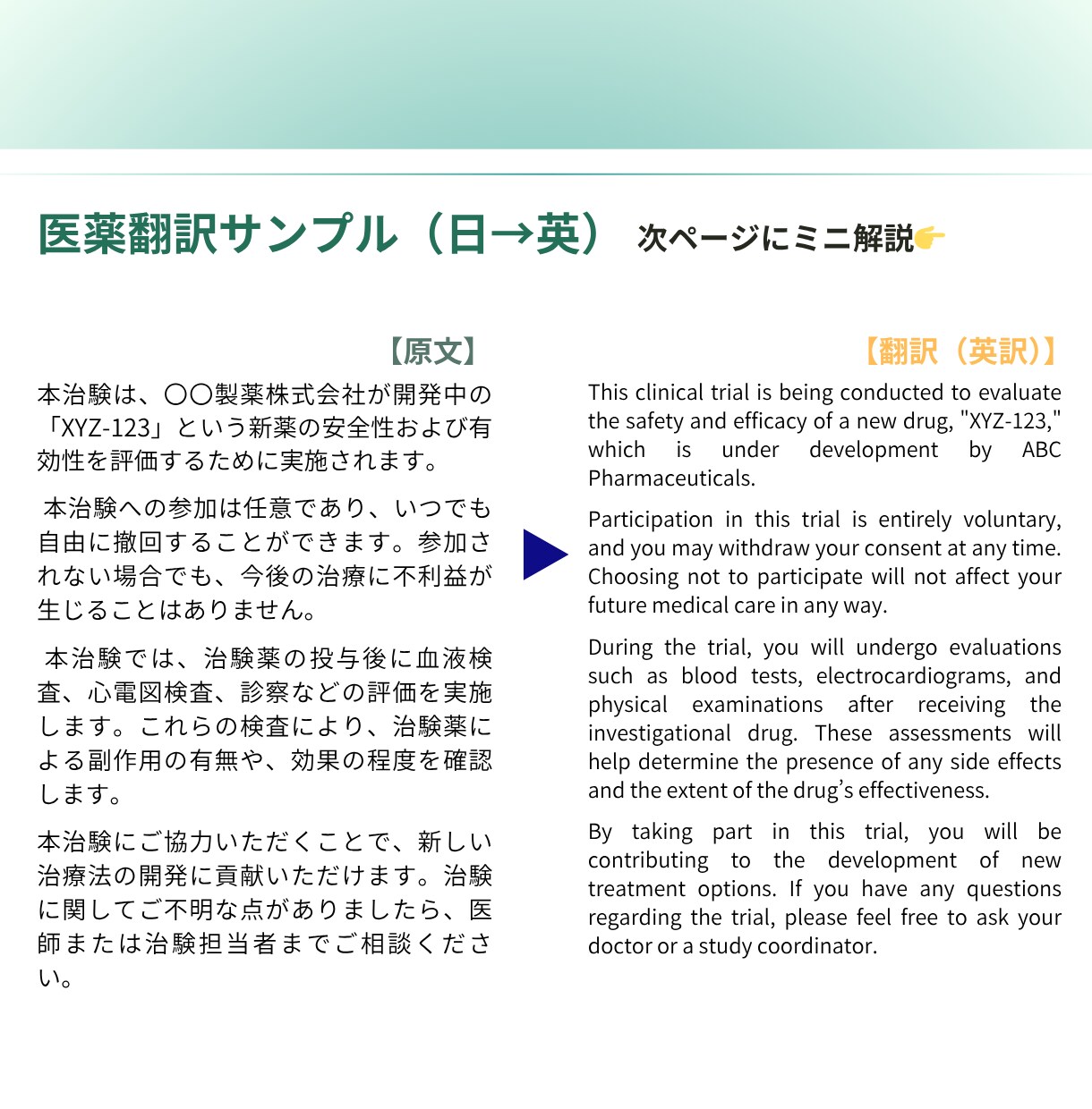 治験・医学文書など【医薬翻訳（日→英）】を承ります 専門翻訳を《実績作りのため特別価格》で対応中！ イメージ2