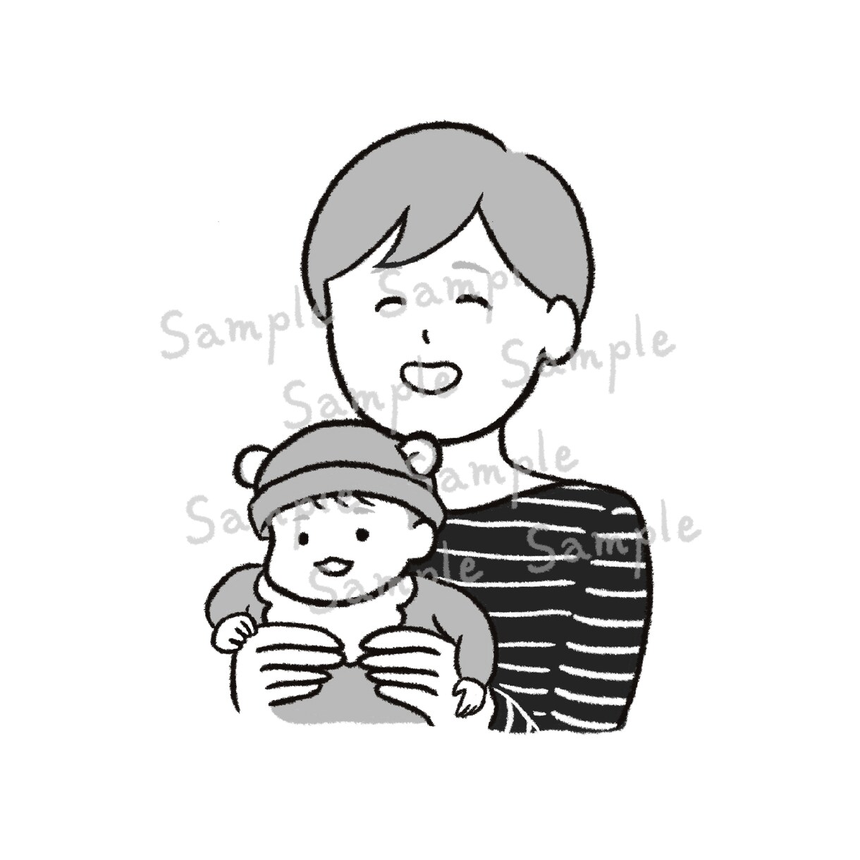 肩の力が抜けるようなほっこりモノクロ似顔絵描きます 記念日、プレゼント、アイコンなどに！即対応◎ イメージ5