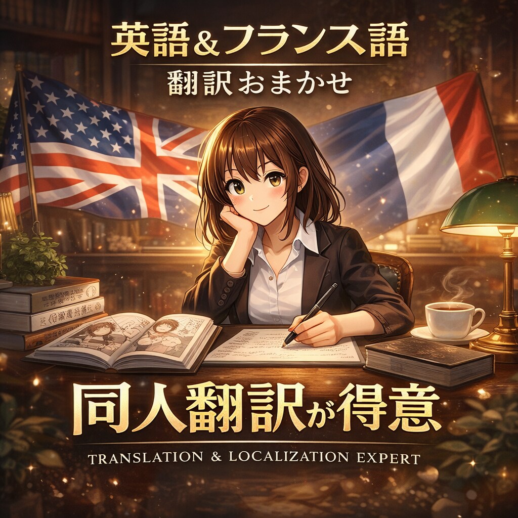 英語・仏語⇄日本語翻訳|ローカライズします 同人誌・二次創作作品の翻訳もお任せください。 イメージ1