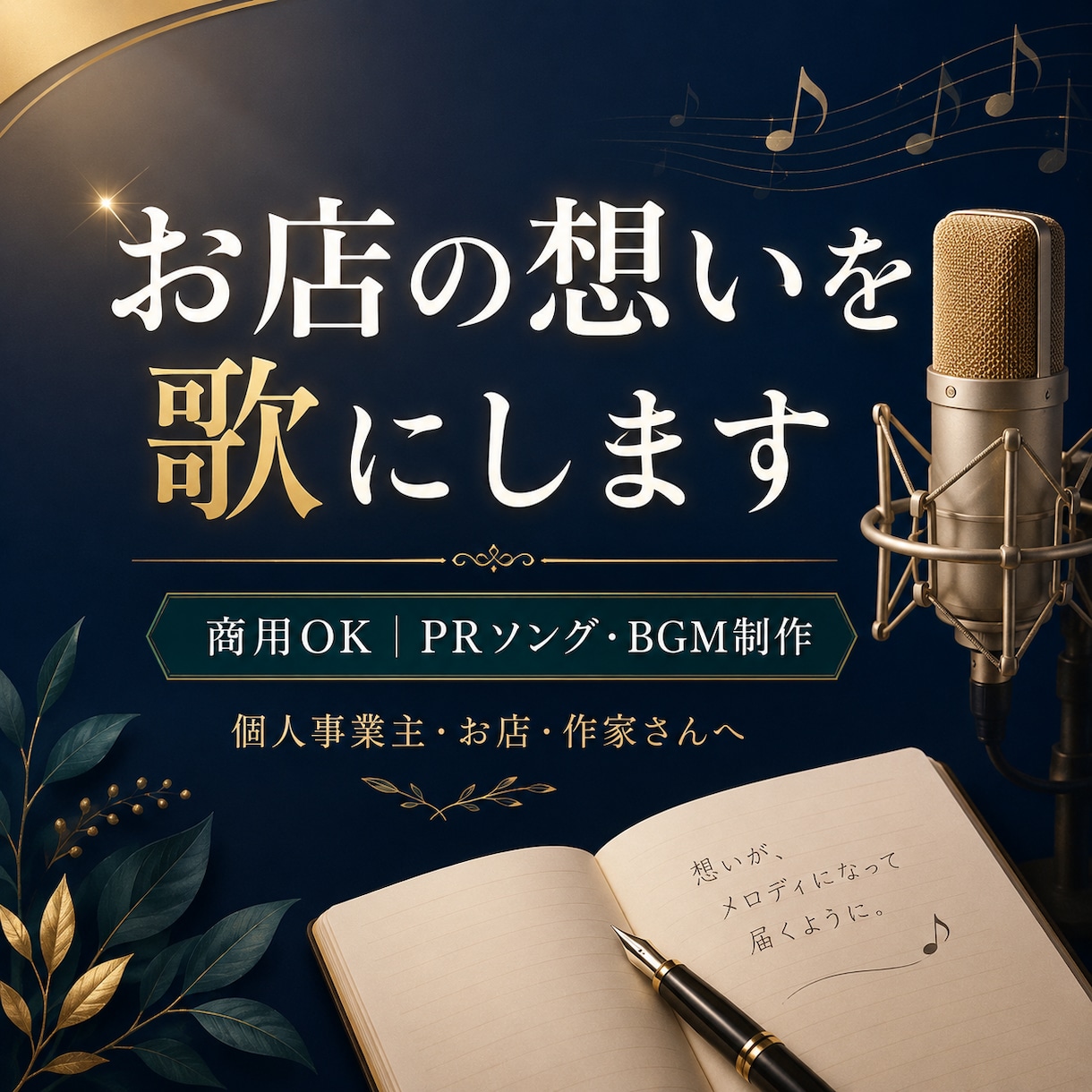 お店・サービスの魅力が伝わるPRソングを作ります 商用OK｜想いが伝わるオリジナルPRソング・BGM制作します イメージ1
