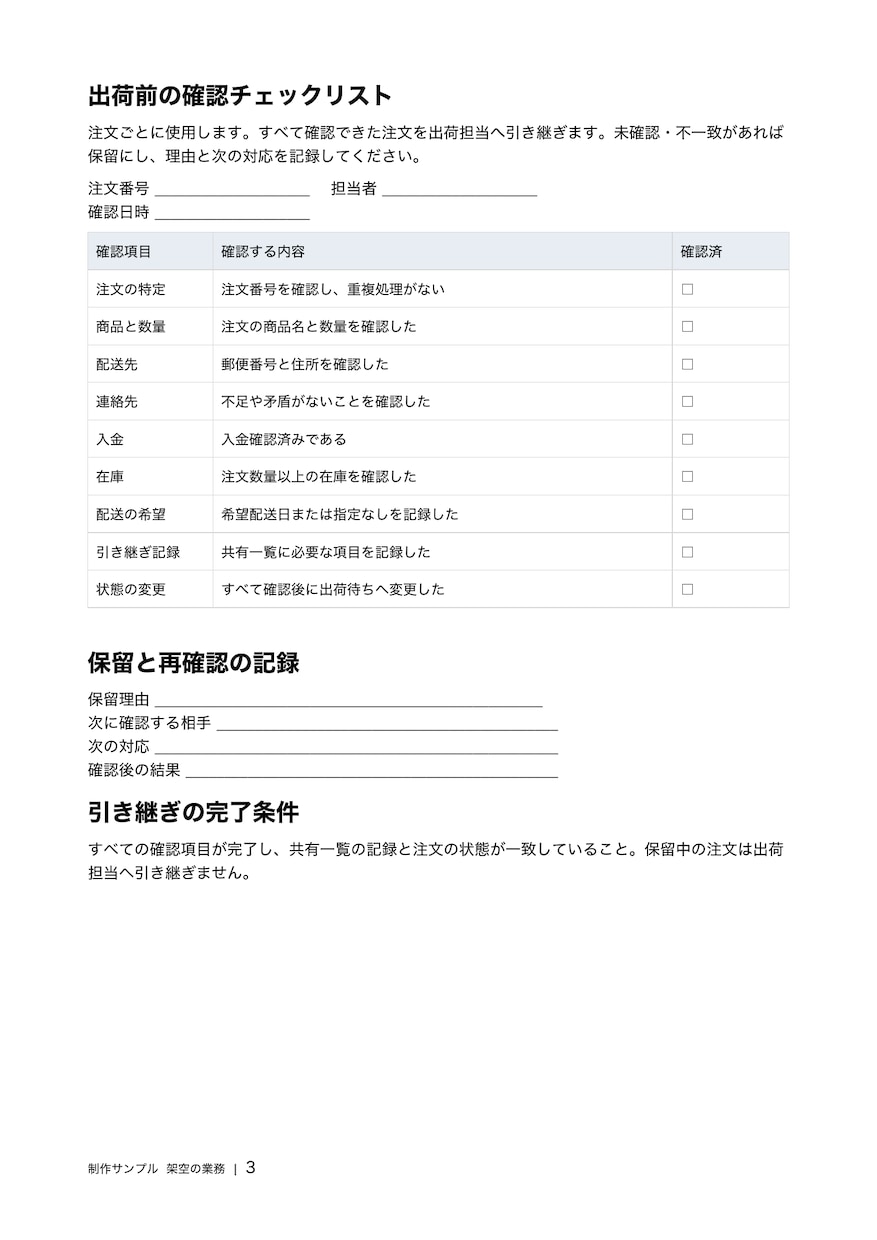 メモから業務手順書とチェックリストを作ります 引き継ぎに使える手順書をWordとPDFで納品 イメージ4