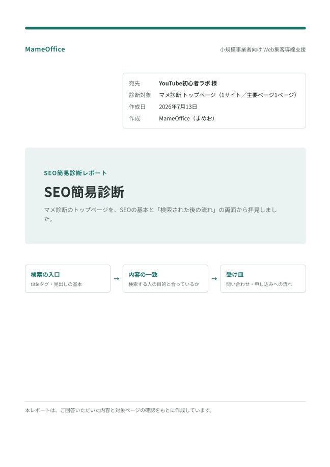 SEO対策してもアクセスが増えない原因を診断します SEO内部対策と導線の両面から、アクセスが増えない原因を診断 イメージ3