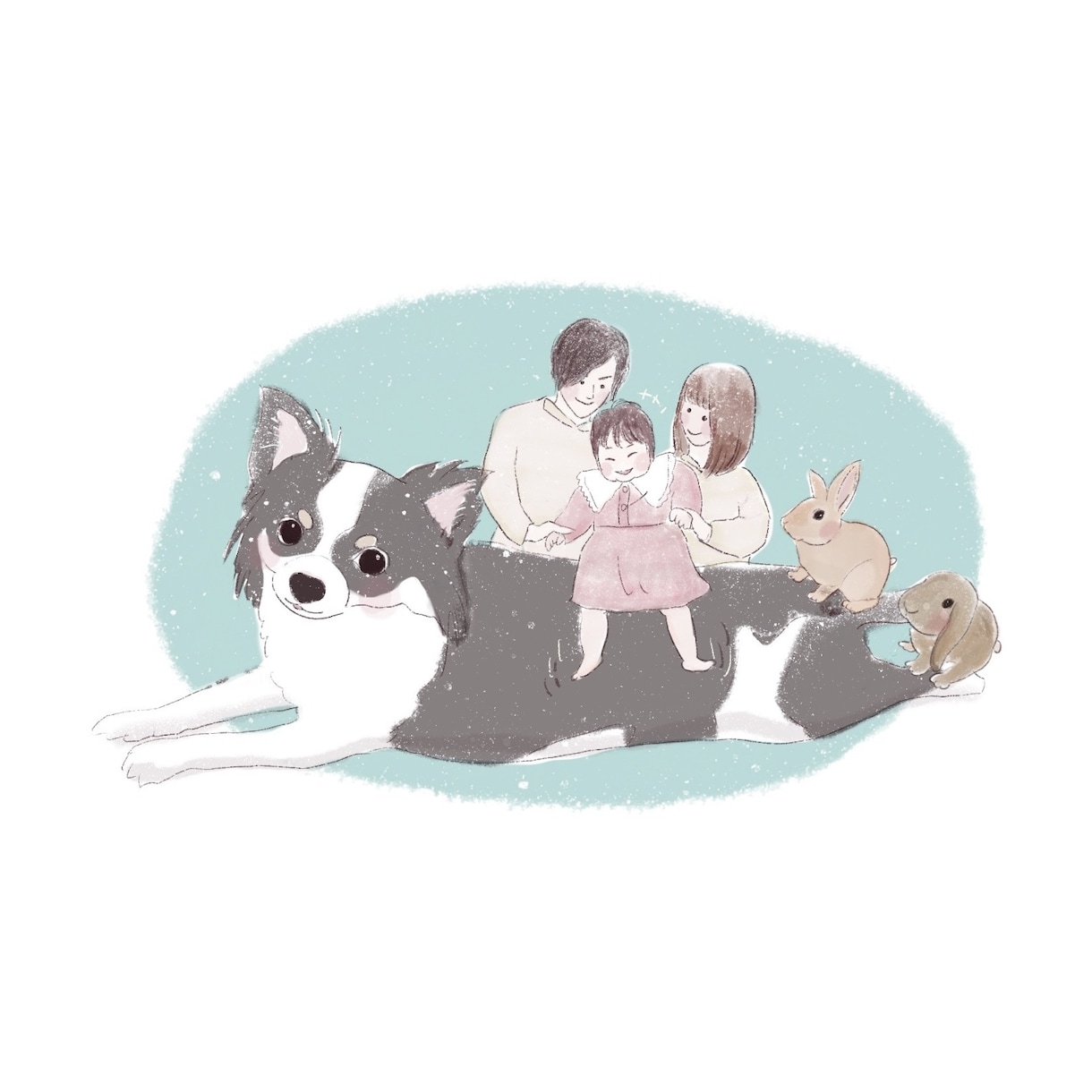 デジタル手描き！やさしい似顔絵イラスト描きます 〜ご家族、カップル、親子、ペットも！にこにこ似顔絵〜 イメージ8
