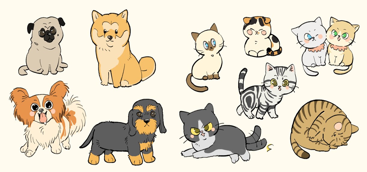シンプルでかわいい動物、ペットのイラスト描きます SNSやブログアイコンに使える 表情差分も承ります イメージ9