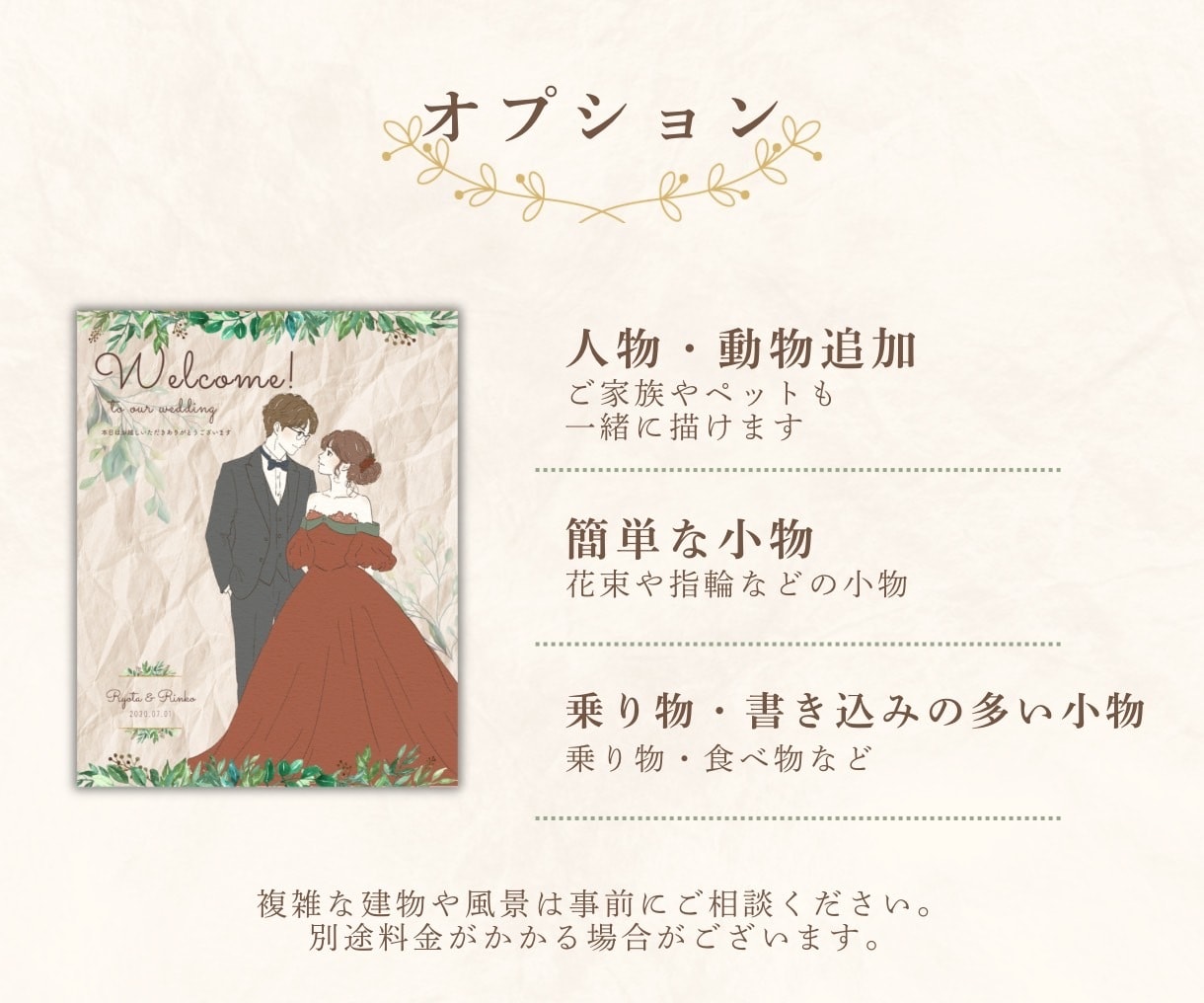 やさしく上品なウェルカムボードをお描きします 背景文字入れ込みでそのまま飾れる！プレゼントやインテリアにも イメージ3
