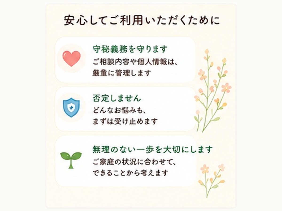 子育ての悩みを整理して次の一歩を考えます 子育てのモヤモヤを整理して、今できることを一緒に考えます イメージ8