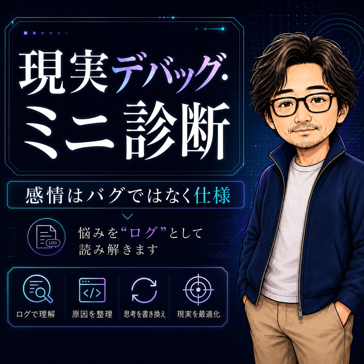 悩みを現実デバッグログ化します 元SEが感情と思考のクセを文章で整理します イメージ1