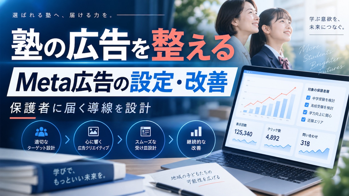 学習塾専門のMeta広告を設定します 保護者に届く広告設計を一緒に整えます イメージ1