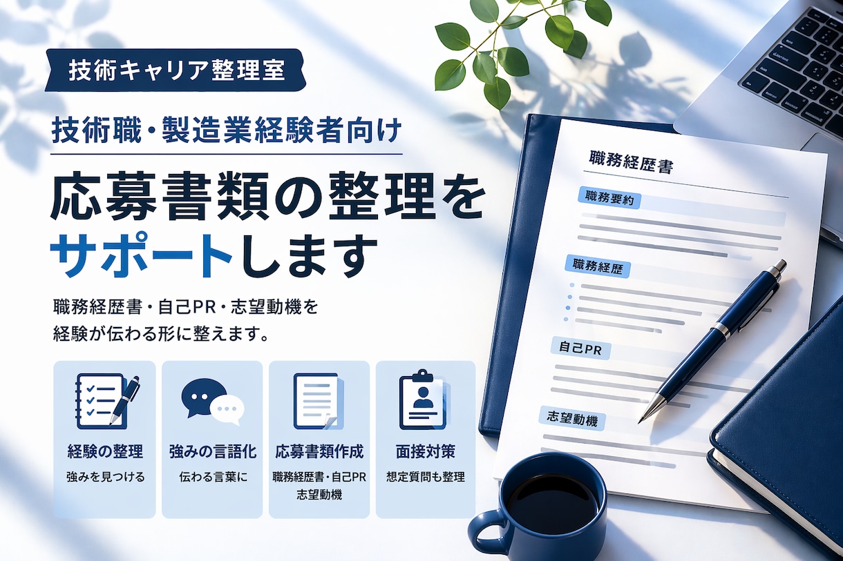 技術職向け応募書類を整理します 技術職経験を伝わる文章に整えます イメージ1