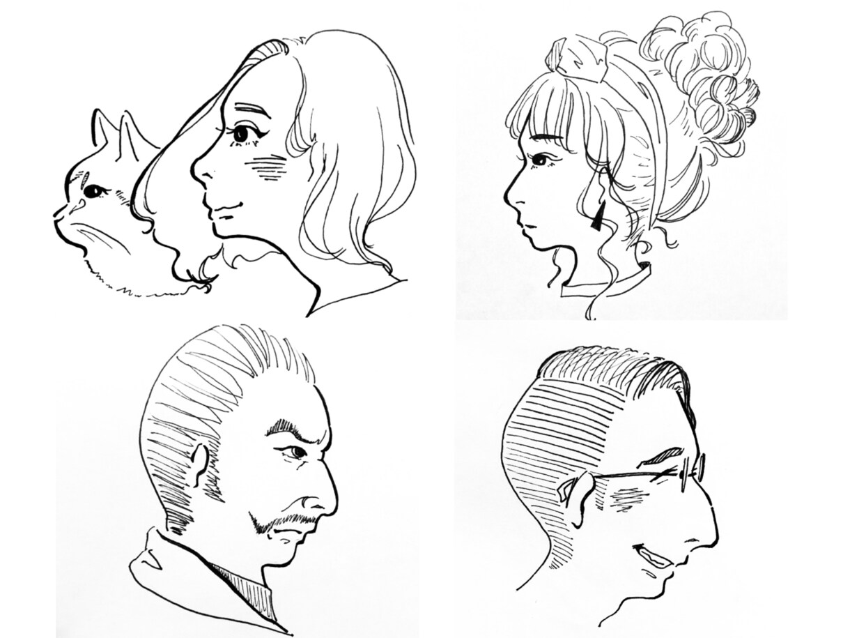 手描き横顔イラストとあいうえお作文かきます ユニークな手描きイラストをお探しの方へ！ イメージ5