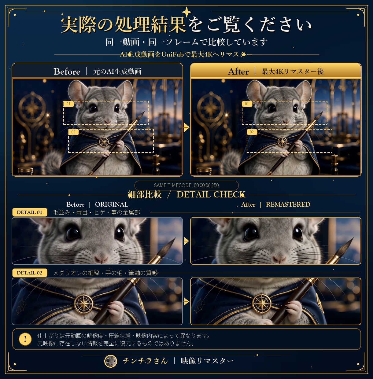 AI生成動画を最大4Kへ高画質化します 作品の魅力を活かしたまま丁寧にリマスター イメージ3