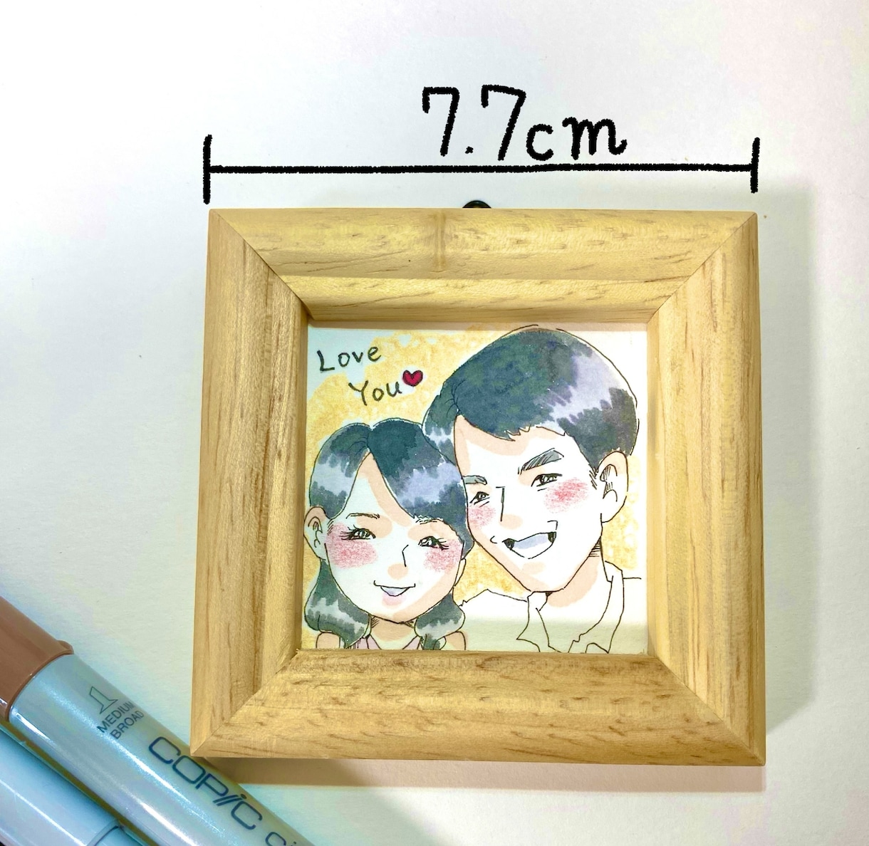ミニ額縁付き！似顔絵描きます 手のひらサイズでどこにでも飾れるワンポイントアイテム♪ イメージ3
