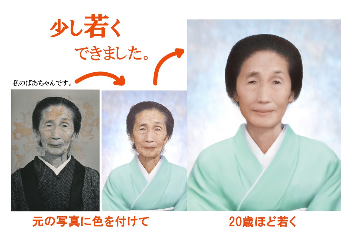 画像の修正・加工をします 終活用写真、遺影写真の原稿を作成します。 イメージ2