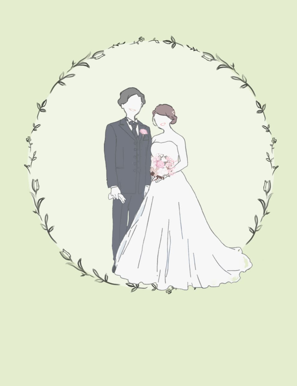 シンプルな結婚のイラスト描きます ウェルカムボードやウェディングアルバムの表紙にお使いください イメージ1