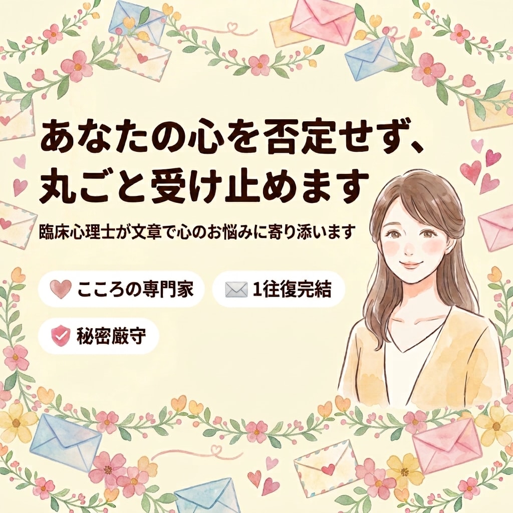 臨床心理士がお手紙相談でお悩みに寄り添います 否定されない⁠安心感｜24時間以内の返信で心を軽やかに⁠ イメージ1