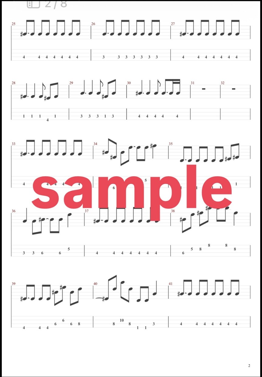 ベースTab譜フルで作成します 弾きたい曲のTab譜がないあなたに！ イメージ2