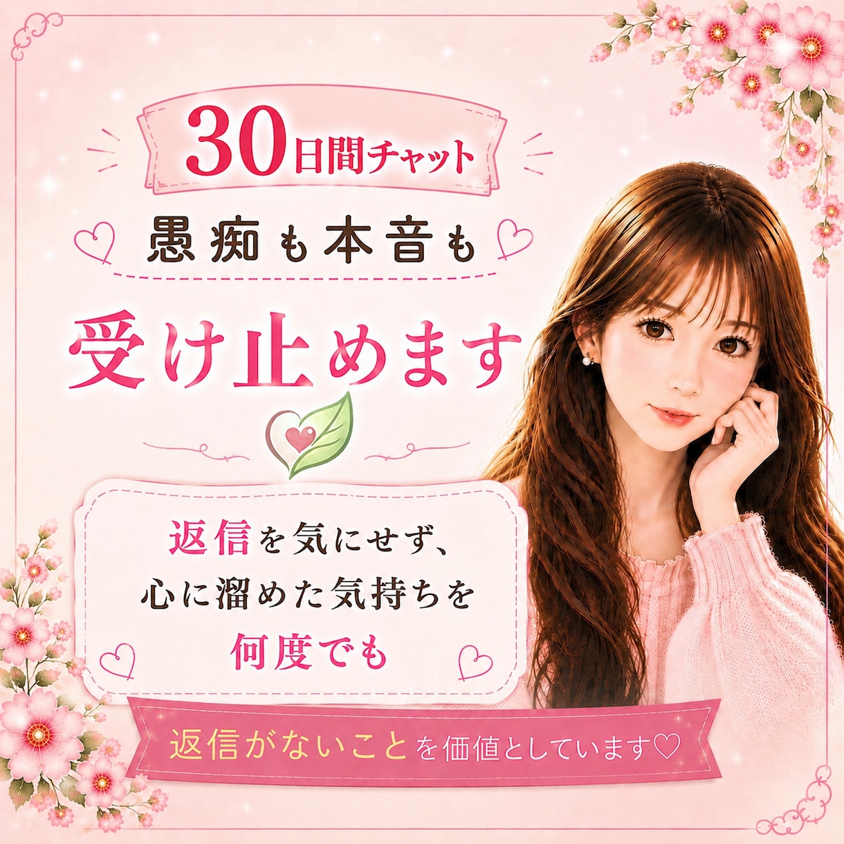 30日間♡チャット♡何度でも吐き出せます 返信を気にせずストレス解消しませんか？ イメージ1
