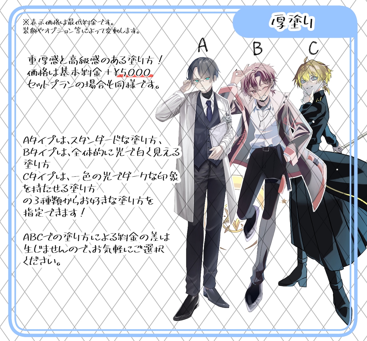 TRPG、配信等のキャラクター立ち絵お仕立します 細部まで拘った、貴方だけの特別なお姿を制作します！ イメージ3