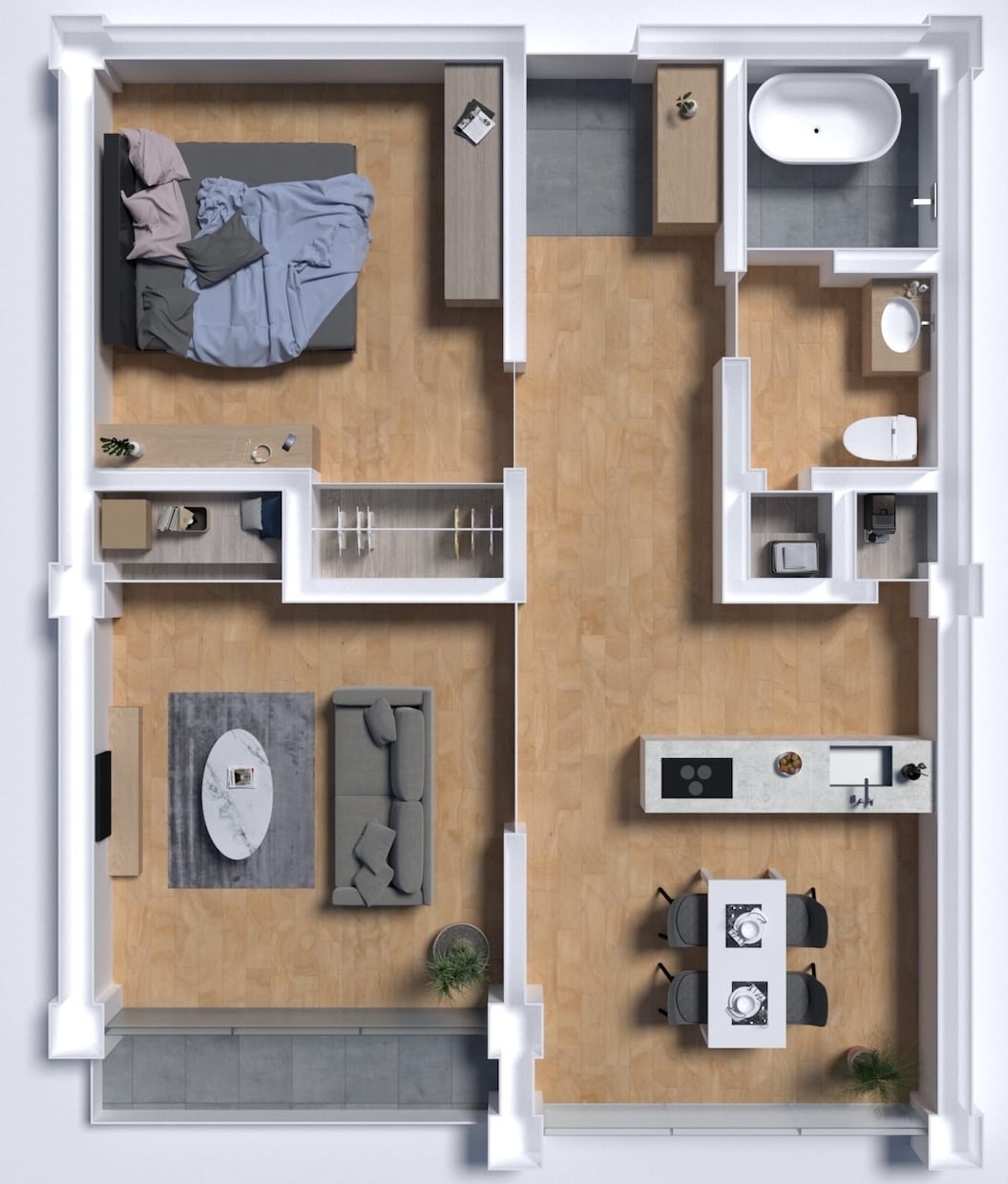 ミニュチュア模型の様な建築の俯瞰図制作します 海外でも利用されているCGソフトで俯瞰図を制作します。 イメージ1