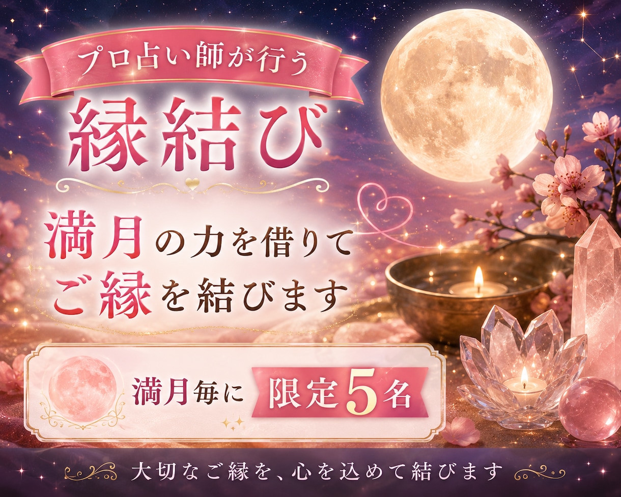 満月の日にだけ行う本格縁結びでご縁を結びます 複雑恋愛・復縁・片思い・結婚、様々なご縁へ イメージ1