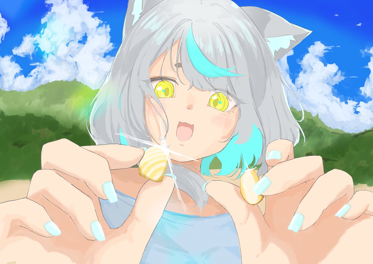 夏と青の空気感アイコン描きます 夏の空気と透明感のあるイラストを描いています イメージ4