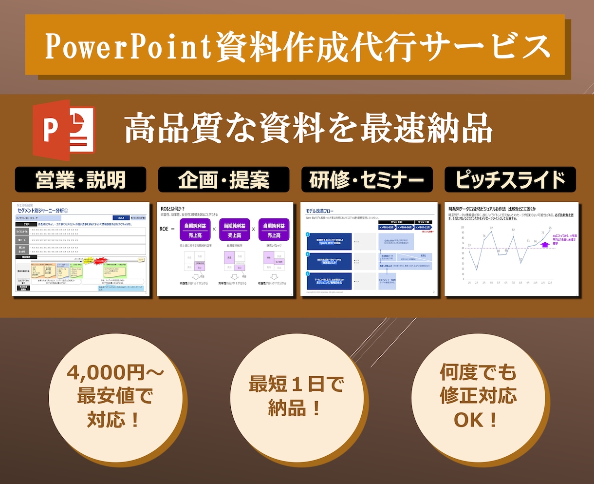 明確でわかりやすい資料作成代行します 現役コンサルタントによる丁寧・迅速・高品質な資料作成 イメージ1