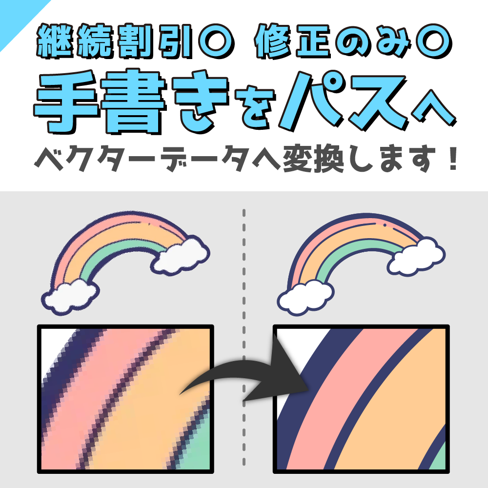 手書きデザインをパス化します 印刷用フルカラー対応！ベクターデータで劣化を防ぎます イメージ1